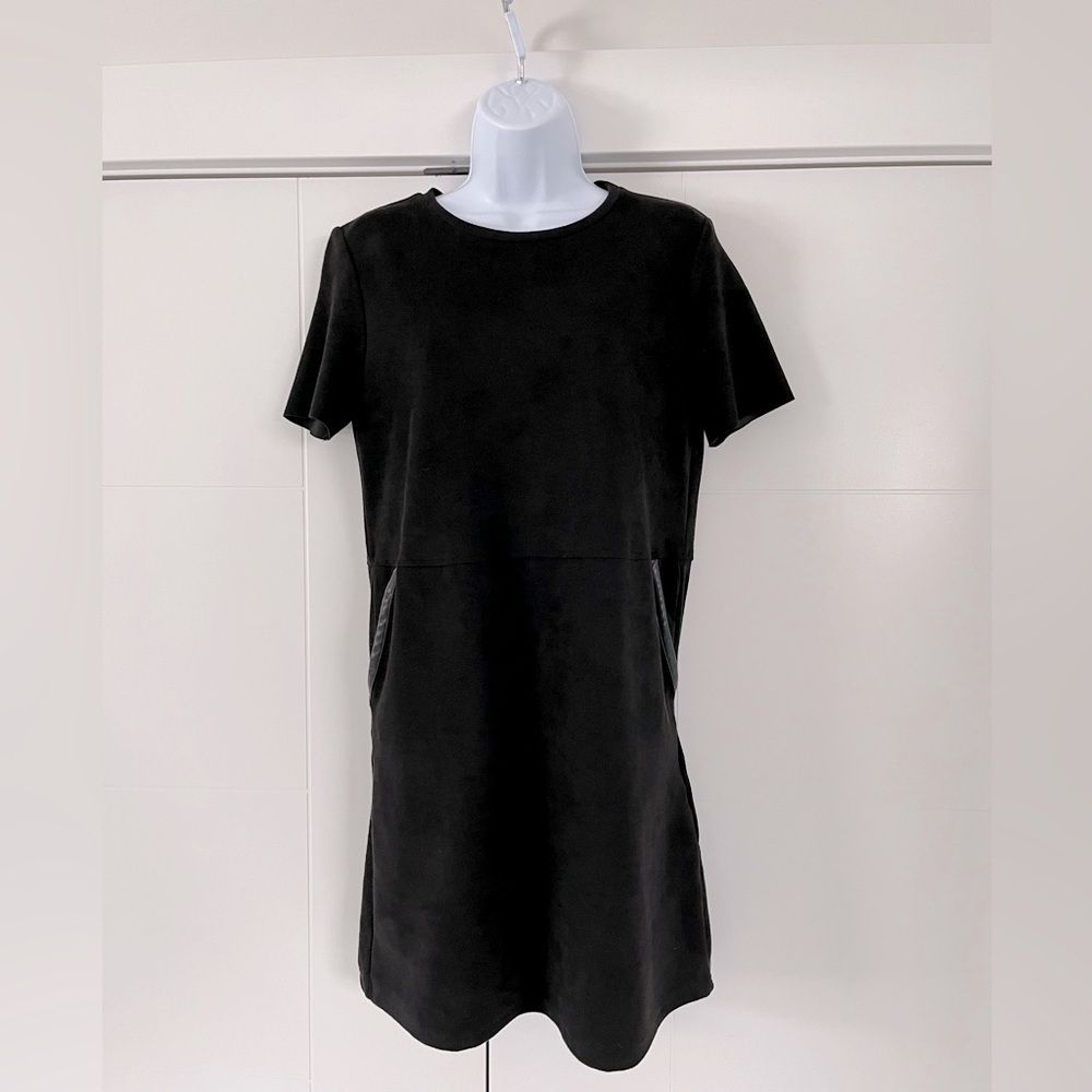 Zara/ Faux leather & suede/ Black midi dress/ Size US S - Picture 4 of 15